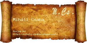 Miháli Csaba névjegykártya